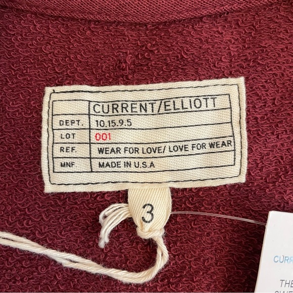 NWT Current/Elliot Ruffle Sweatshirt Cabernet Size 3 Large Cotton Feminine - Picture 11 of 17